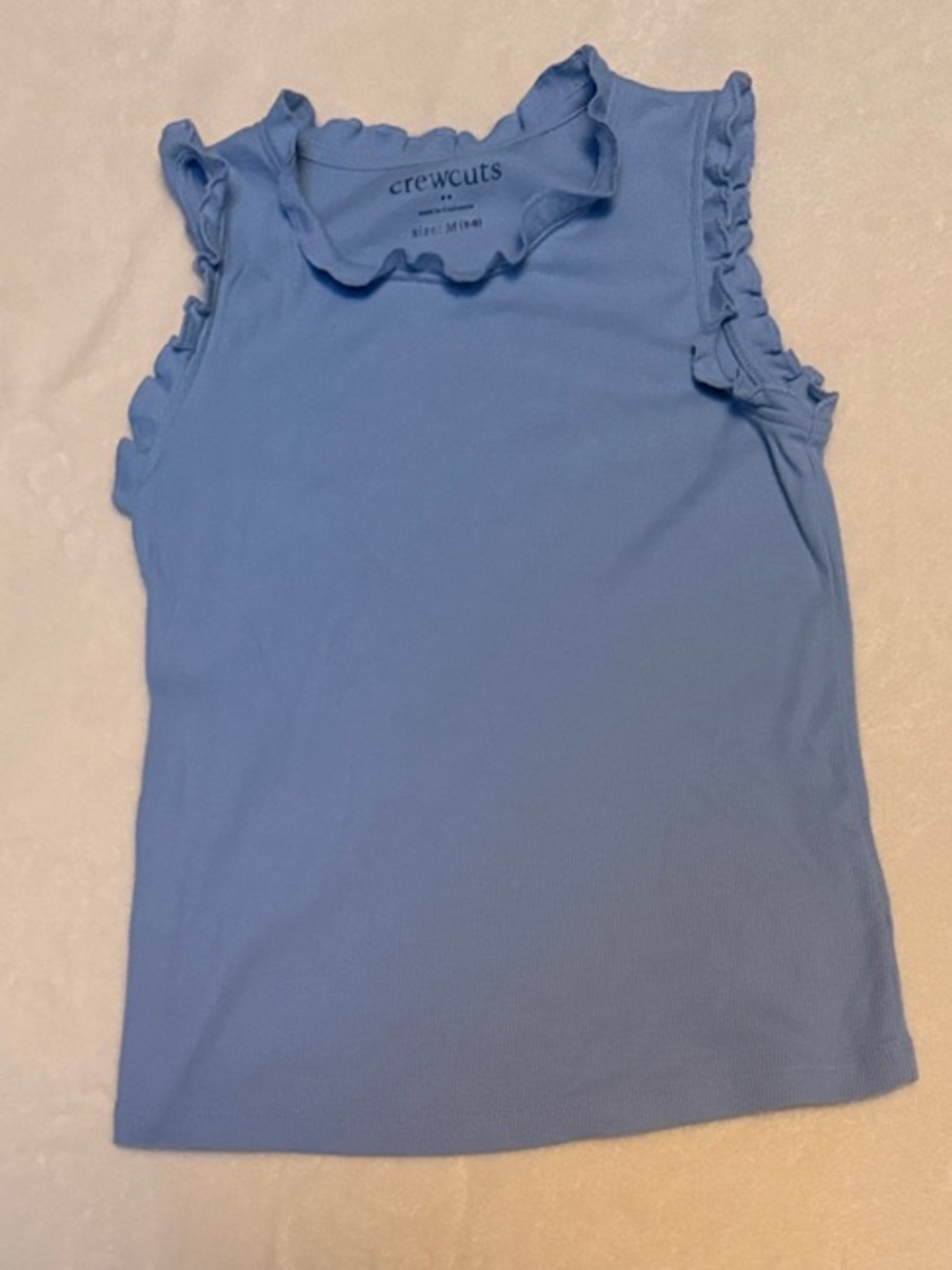 Crewcuts Girls Size Medium Light Blue Ruffle-Trim Tank